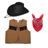 Stroje karnawałowe - ZESTAW KOWBOJ BRĄZOWY 116-128 3el - miniaturka - grafika 1