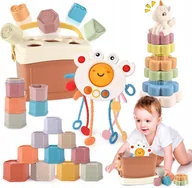 Zabawki sensoryczne - ZABAWKI MONTESSORI EDUKACYJNE DLA DZIECI SORTOWANIE KSZTAŁTÓW KUBKI KRAB - miniaturka - grafika 1