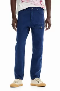 Spodnie męskie - Desigual jeansy męskie kolor granatowy - grafika 1