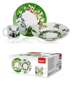 Miseczki i talerzyki dla dzieci - TALERZE DLA DZIECI obiadowy JUNGLE komplet 3 cze ceramiczny głęboki płytki - miniaturka - grafika 1