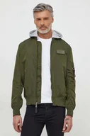Kurtki męskie - Alpha Industries kurtka MA-1 TT Hood męska kolor zielony przejściowa - miniaturka - grafika 1