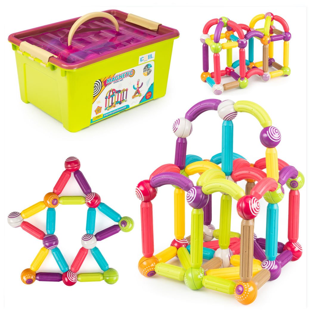 COIL Klocki magnetyczne zestaw 86 el. elementów dla dzieci kolorowe pałeczki