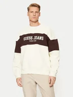 Bluzy męskie - Guess Jeans Bluza M4BQ39 K9V31 Beżowy Classic Fit - miniaturka - grafika 1