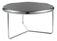 Ławy i stoliki kawowe - Stolik srebrny okrągły szklany SCARLET czarny blat FI74 - miniaturka - grafika 1