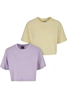 Koszulki i topy damskie - Urban Classics Damska koszulka oversize, 2 sztuki, Lilac+softyellow, M - miniaturka - grafika 1