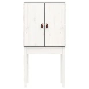 Szafka, biała, 60x40x120 cm, lite drewno sosnowe - Szafki do salonu - miniaturka - grafika 7