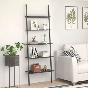 Regał Drabina Z 5 Półkami, Czarny, 64X34X185,5 Cm - Regały - miniaturka - grafika 1