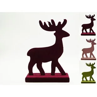 Figurka drewniana flokowana Renifer 26 cm - Ozdoby bożonarodzeniowe - miniaturka - grafika 1