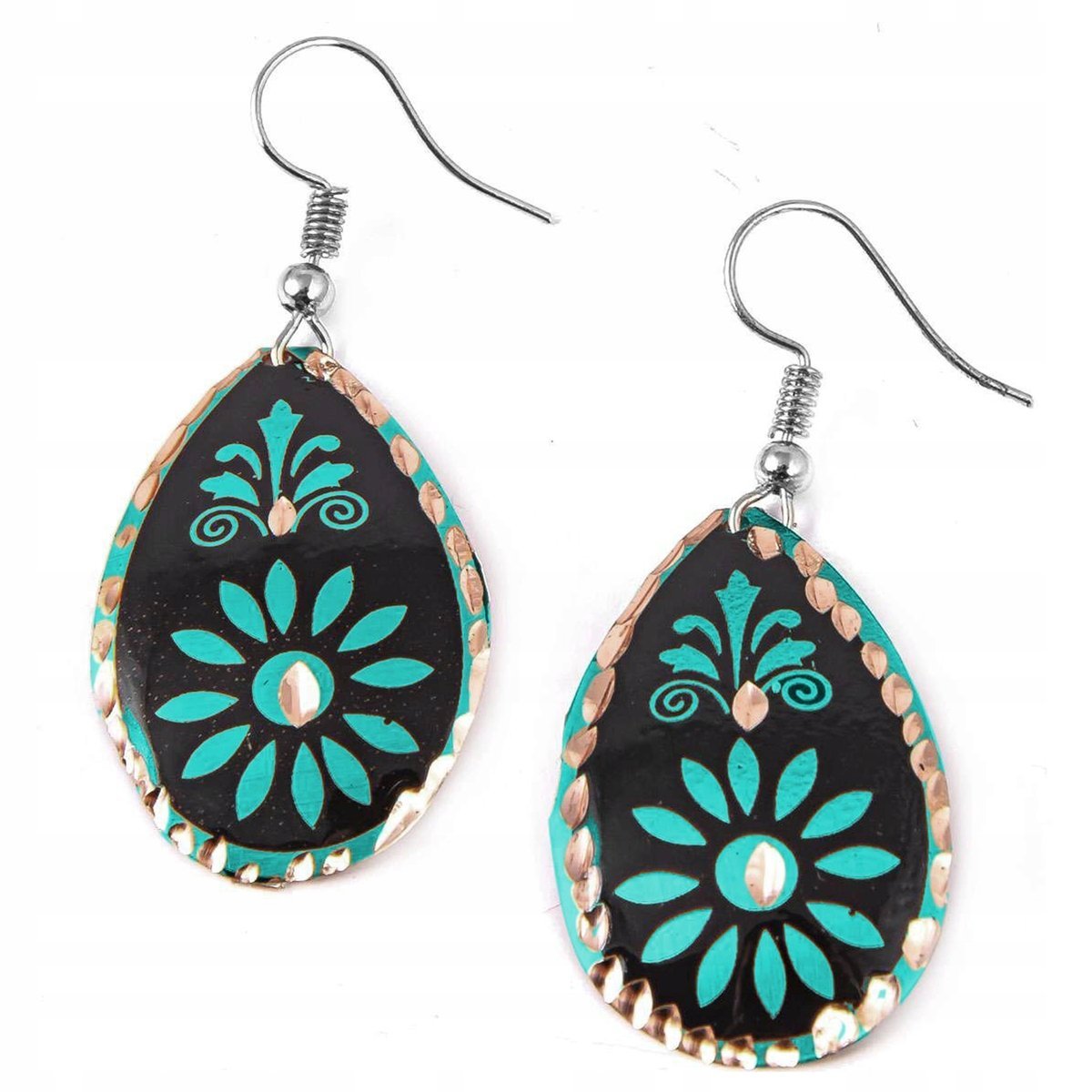 Kolczyki Z Miedzi Miedziane Rękodzieło Kwiat Magnolia Biżuteria Dla Kobiety