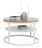 Ławy i stoliki kawowe - Stolik kawowy z metalową półką biały + dąb lancelot F6-C84 - miniaturka - grafika 1