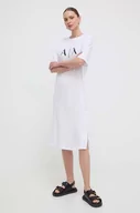 Sukienki - Armani Exchange sukienka bawełniana kolor biały mini prosta - miniaturka - grafika 1