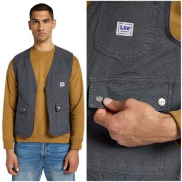 Lee Workwear Utility Vest kamizelka bawełniana męska na zamek 5 kieszeni L