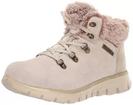 Kozaki damskie - Skechers Damskie kozaki Snergy z krótką cholewką, Beżowy Natural Suede Taupe Faux Fur Nat, 37.5 EU - miniaturka - grafika 1