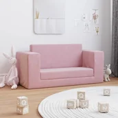 Łóżka dla dzieci i młodzieży - vidaXL 2-osobowa sofa dla dzieci, rozkładana, różowa, miękki plusz - miniaturka - grafika 1