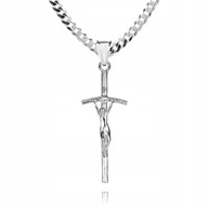 Biżuteria dla dzieci - 925 Srebrny łańcuszek krzyżyk DEDYKACJA 60cm P2K21 - miniaturka - grafika 1