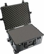 Walizki - Peli PELI 1610 Langer Peli Case walizka na kółkach, wodoszczelność IP67, odporność na wodę i kurz, pojemność 62 l, wyprodukowano w Niemczech, z wkładką piankową (dopasowującą), czarna 1610-000-110E - miniaturka - grafika 1