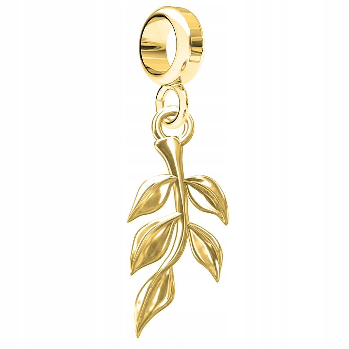 Charms złoty wiszący Listek Liść srebro 925