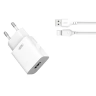 Ładowarki do telefonów - XO ładowarka sieciowa L99 1xUSB 2,4A BIAŁA + KABEL USB/USB-C - miniaturka - grafika 1
