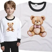 Piżamy dla dziewczynek - Piżama dziecięca Pogodny Pluszowy Miś Z Różową Muszką Dzień Misia 110/116 - VoloDonum - miniaturka - grafika 1