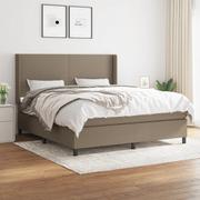 Łóżka - Łóżko kontynentalne z materacem, taupe, tkanina, 180x200 cm Lumarko - miniaturka - grafika 1