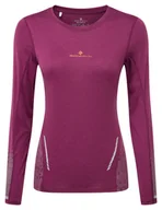 Koszulki sportowe męskie - RONHILL Koszulka do biegania męska z długim rękawem TECH REFLECT L/S TEE blackcurrant/reflect - miniaturka - grafika 1