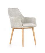 Krzesła - Halmar Krzesło fotelowe do jadalni z eko skóry - popiel - miniaturka - grafika 1