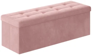 Różowa pikowana pufa ze schowkiem D9-H37 - Pufy i podnóżki - miniaturka - grafika 1
