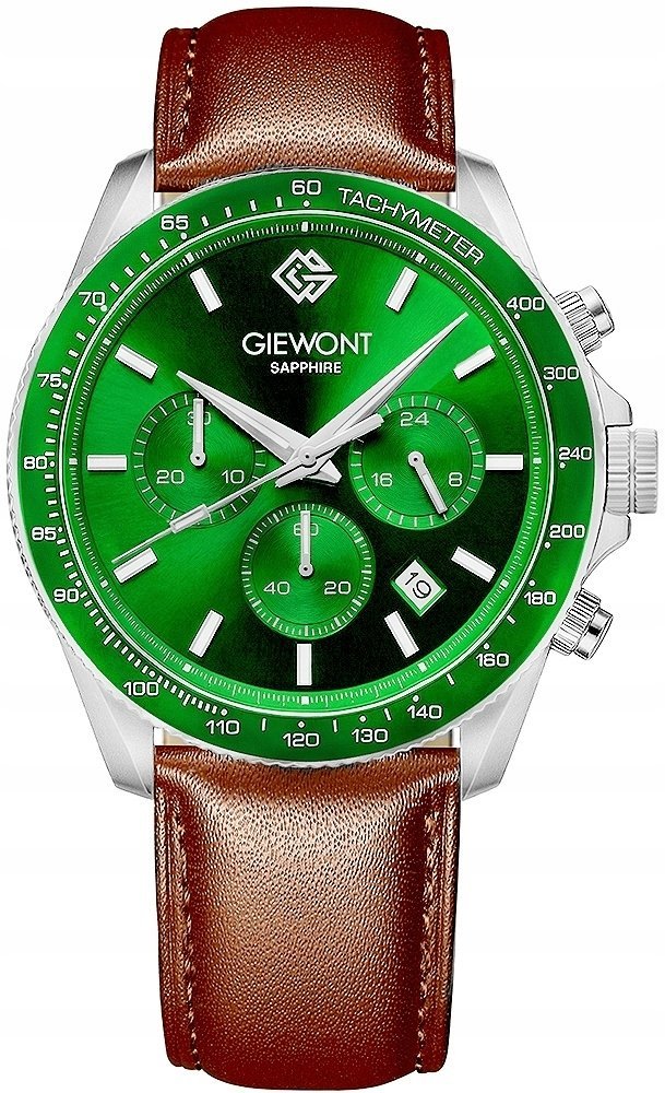 Zegarek Giewont Zegarek Męski Chronograph Sapphire Brązowo Zielony GW3520-A6