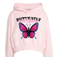 Zestawy upominkowe - RÓŻOWA BLUZA Damska BUTTERFLY WAKE UP Motywacyjne Mix Wzorów Rozmiar 146 cm - miniaturka - grafika 1