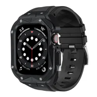 Akcesoria do smartwatchy - Kingxbar CYF140 2w1 pasek Apple Watch Ultra, SE, 8, 7, 6, 5, 4, 3, 2, 1 (49, 45, 44, 42  mm) z wbudowanym pancernym etui ze stali nierdzewnej czarny - miniaturka - grafika 1