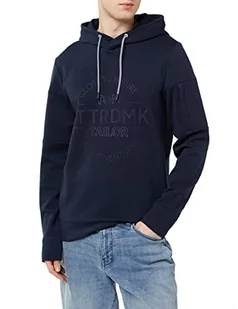 TOM TAILOR Męska bluza z kapturem z nadrukiem logo, 10668 - Sky Captain Blue, XXL - Bluzy męskie - miniaturka - grafika 1