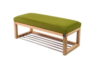 Ławki do przedpokoju - Ławka na buty LPG-4 90cm EMRAWOOD drewno lite kolor naturalny siedzisko gładkie kolor pistacja - miniaturka - grafika 1