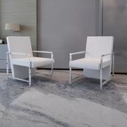 Fotele - vidaXL Komplet dwóch białych foteli z chromowanymi elementami - miniaturka - grafika 1