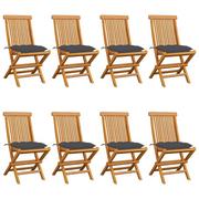 vidaXL Lumarko Krzesła ogrodowe z antracytowymi poduszkami, 8 szt., tekowe! 3072932