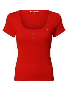 Tommy Jeans - T-shirt damski, czerwony - Koszulki i topy damskie - miniaturka - grafika 1