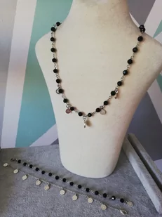 KOMPLET 3 EL CHOKER i 2 BRANSOLETKI CZARNY CHARMS - Naszyjniki - miniaturka - grafika 1