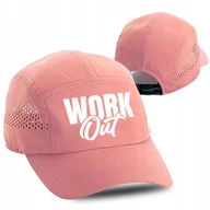 Czapki i chusty sportowe męskie - Czapka do Biegania Przewiewna WORK OUT Różowa Wz - miniaturka - grafika 1