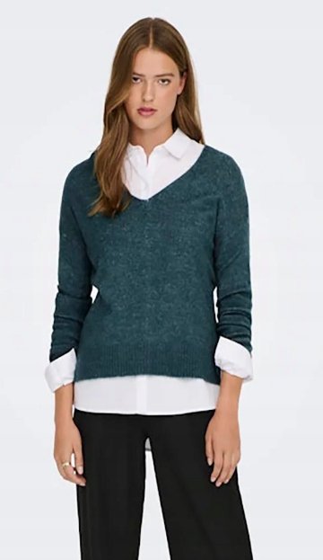 JDY SWETER ZIELONY Z DŁUGIM RĘKAWEM DAMSKI KRÓTKI S JME