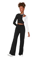 Spodnie damskie - Trendyol Damskie spodnie dresowe z szerokimi nogawkami, czarne, XL, Czarny, XL - miniaturka - grafika 1