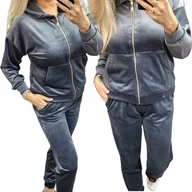 Dresy damskie - Dres Damski Welurowy 54 56 7xl Rozpinany Grafit Szary wygodny otulający hi - miniaturka - grafika 1