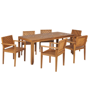 Meble ogrodowe - Zestaw ogrodowy drewno akacjowe stół i 6 krzeseł BARATTI - miniaturka - grafika 1