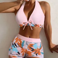 Stroje kąpielowe - Strój kąpielowy ze spodenkami - Różowy M - miniaturka - grafika 1