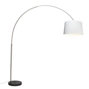 QAZQA Nowoczesna lampa podłogowa łuk stal klosz biały 45cm - XXL - Lampy stojące - miniaturka - grafika 1