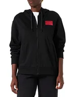 Bluzy damskie - Armani Exchange Damska bluza z kapturem, ściągacze, naszywka z logo na przodzie, czarna, ekstra mała - miniaturka - grafika 1