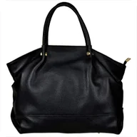 Torebki damskie - Borse in Pelle Włoska torebka shopper skóra naturalna czarna - miniaturka - grafika 1