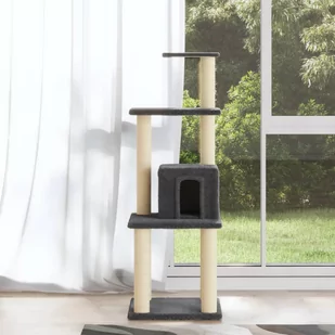 vidaXL Drapak dla kota z sizalowymi słupkami ciemnoszary 105 cm 171468 - Drapaki dla kotów - miniaturka - grafika 1