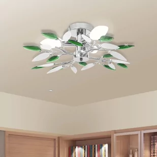 Vida Lampa wisząca białe i zielone listki V-240982 - Lampy sufitowe - miniaturka - grafika 1
