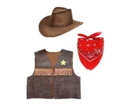 Stroje karnawałowe - Zestaw Kowboja Kowbojki 98/104 MK017 Kamizelka Kapelusz Bandanka - miniaturka - grafika 1