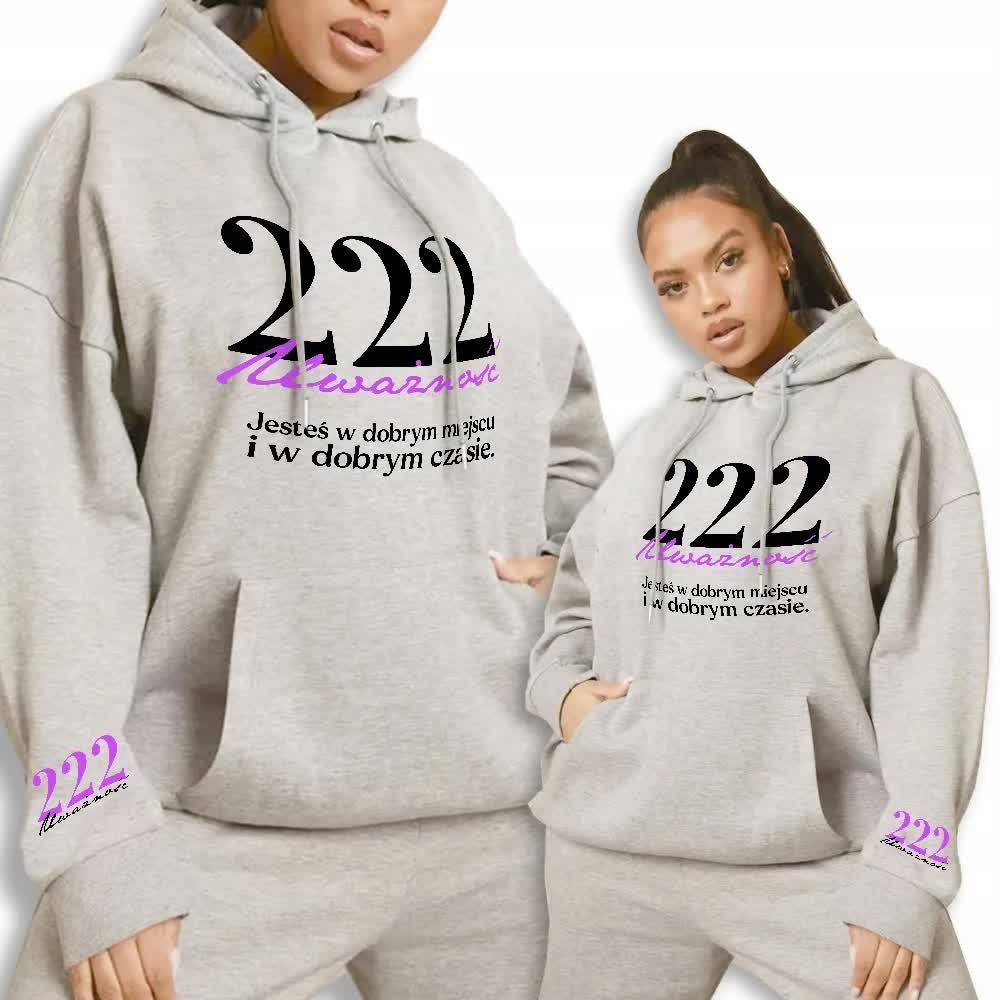 Bluza Szara Damska Z Kapturem 222 UWAŻNOŚĆ - XL
