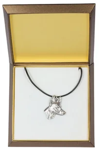 Pies faraona, chart maltański - naszyjnik z psem w pudełku prezentowym, posrebrzany medalion dla fana psów, efektowna zawieszka marki Art-Dog - Naszyjniki - miniaturka - grafika 1